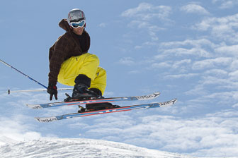 Skier in mid jump